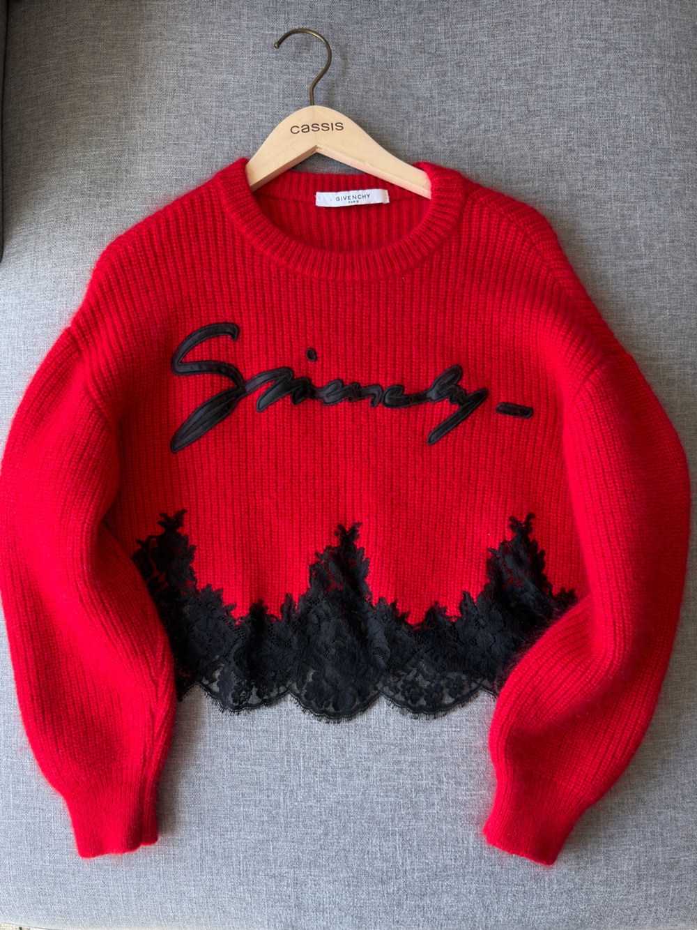 Givenchy Lace Red Sweater - Cotton/Mohair/Wool